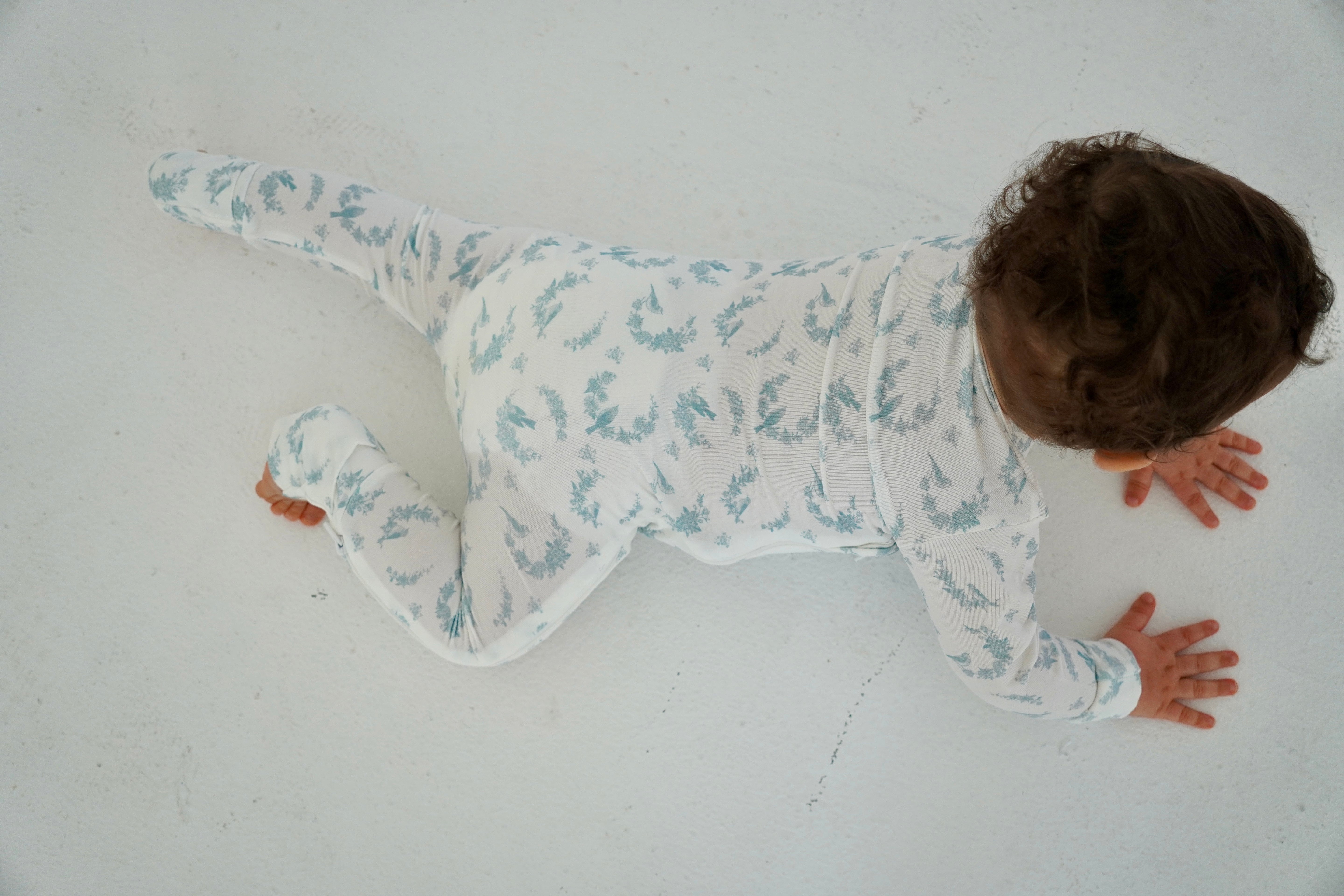 Little Blue Bird Bamboo Wrap Footie