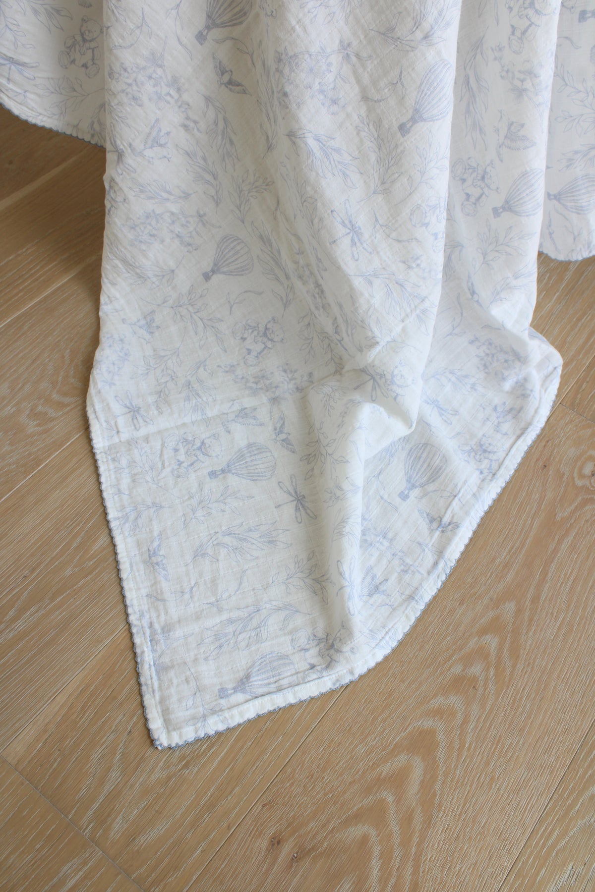 Sky Blue Toile Muslin Blanket