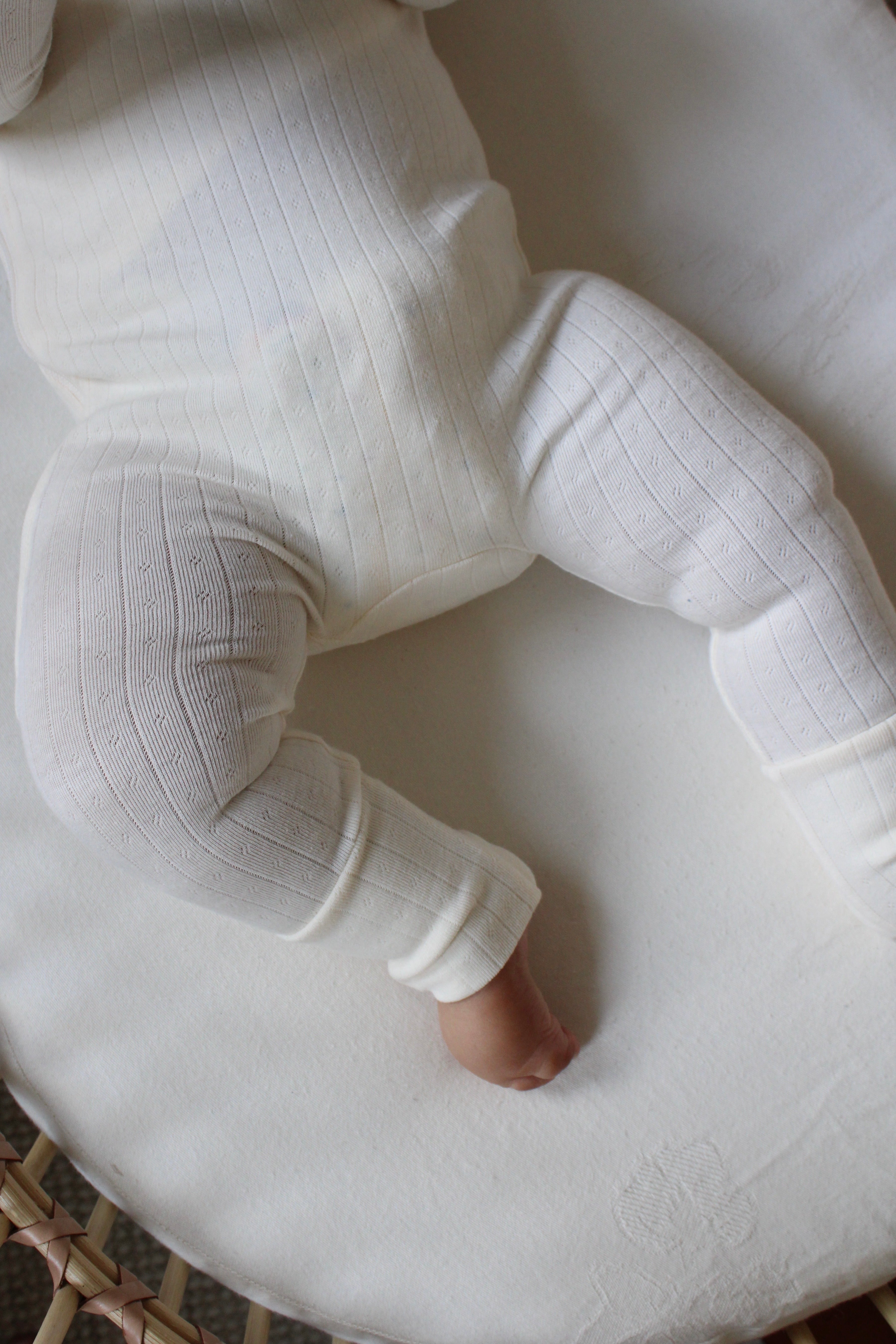 Cream Pointelle Wrap Footie