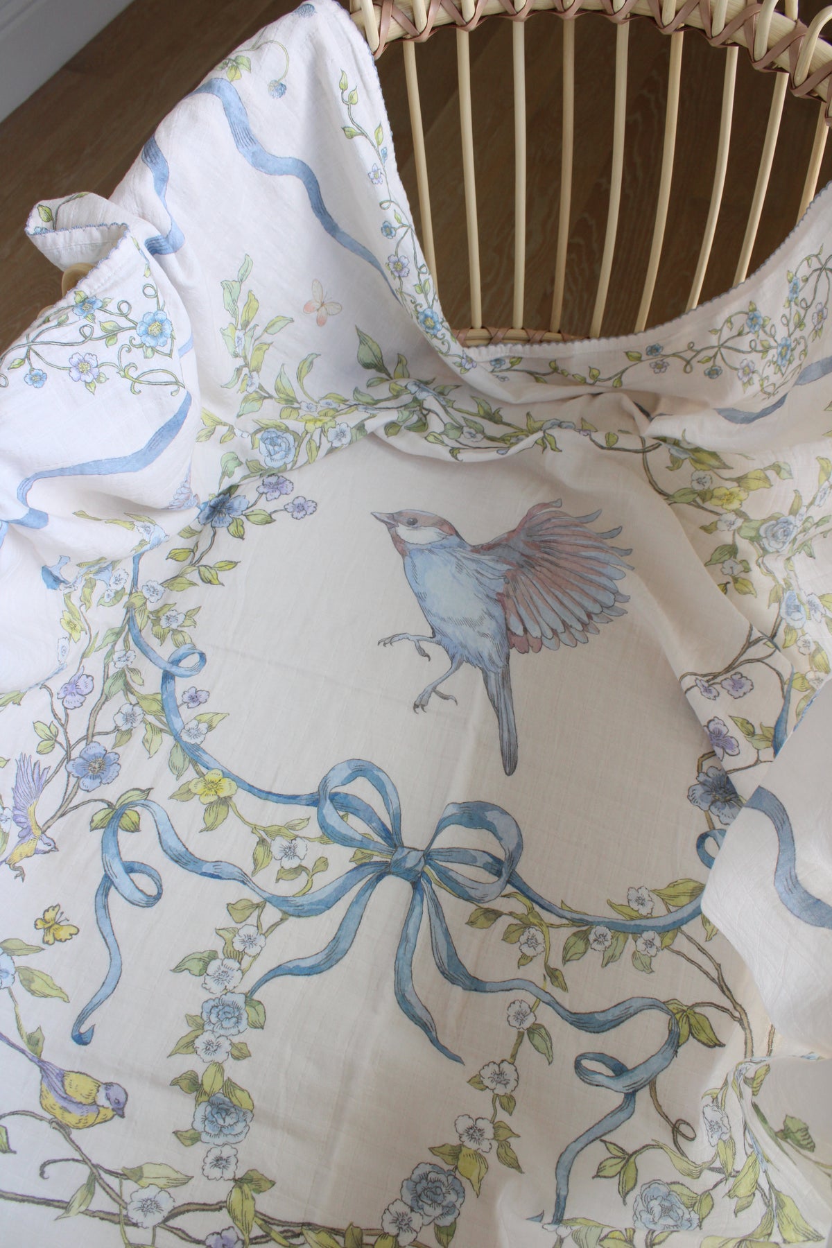 Bluebird Meadow Muslin Blanket