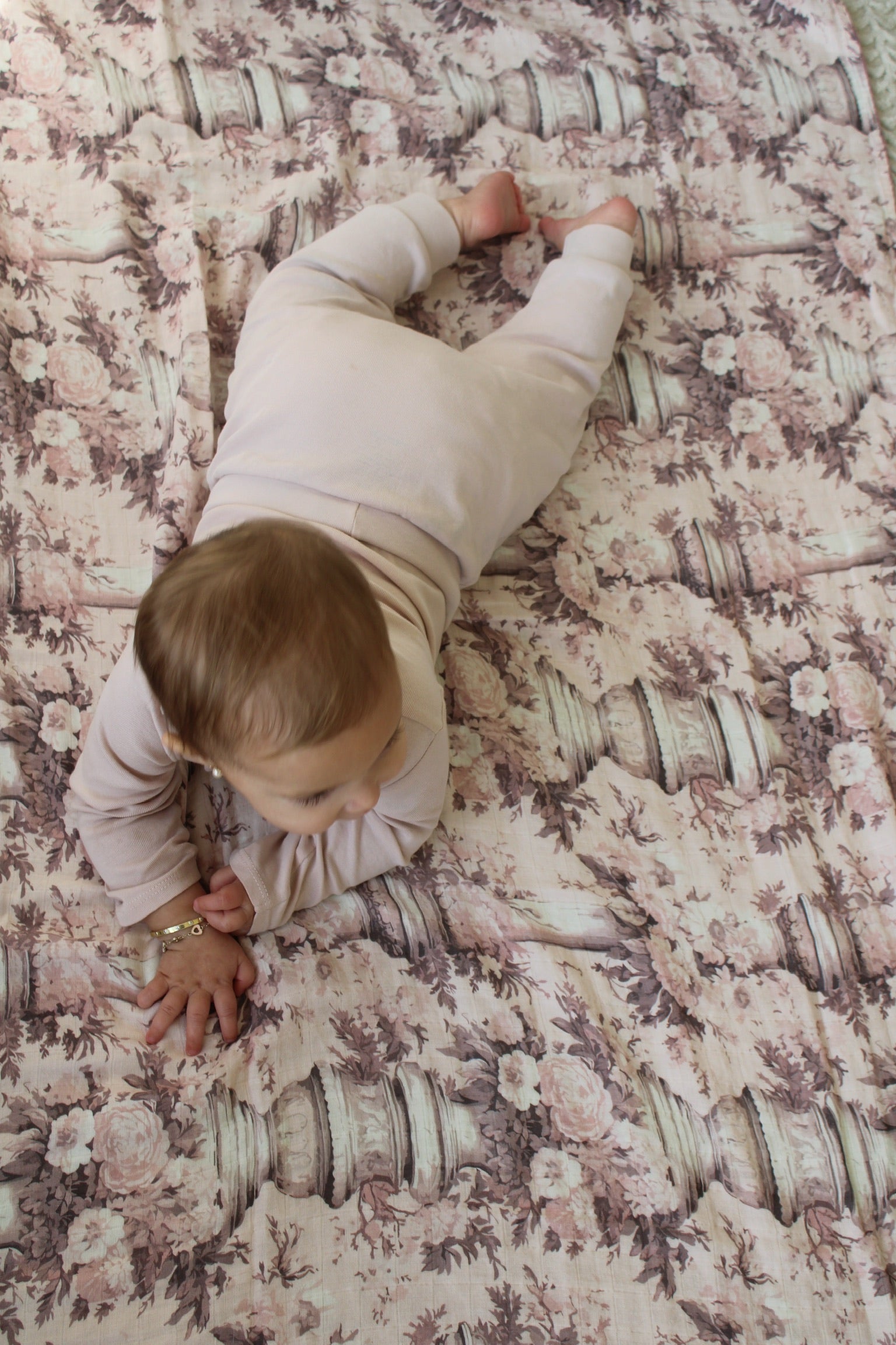 BUNDLE Vintage Pink Floral Pillars Muslin Blanket & Lovey