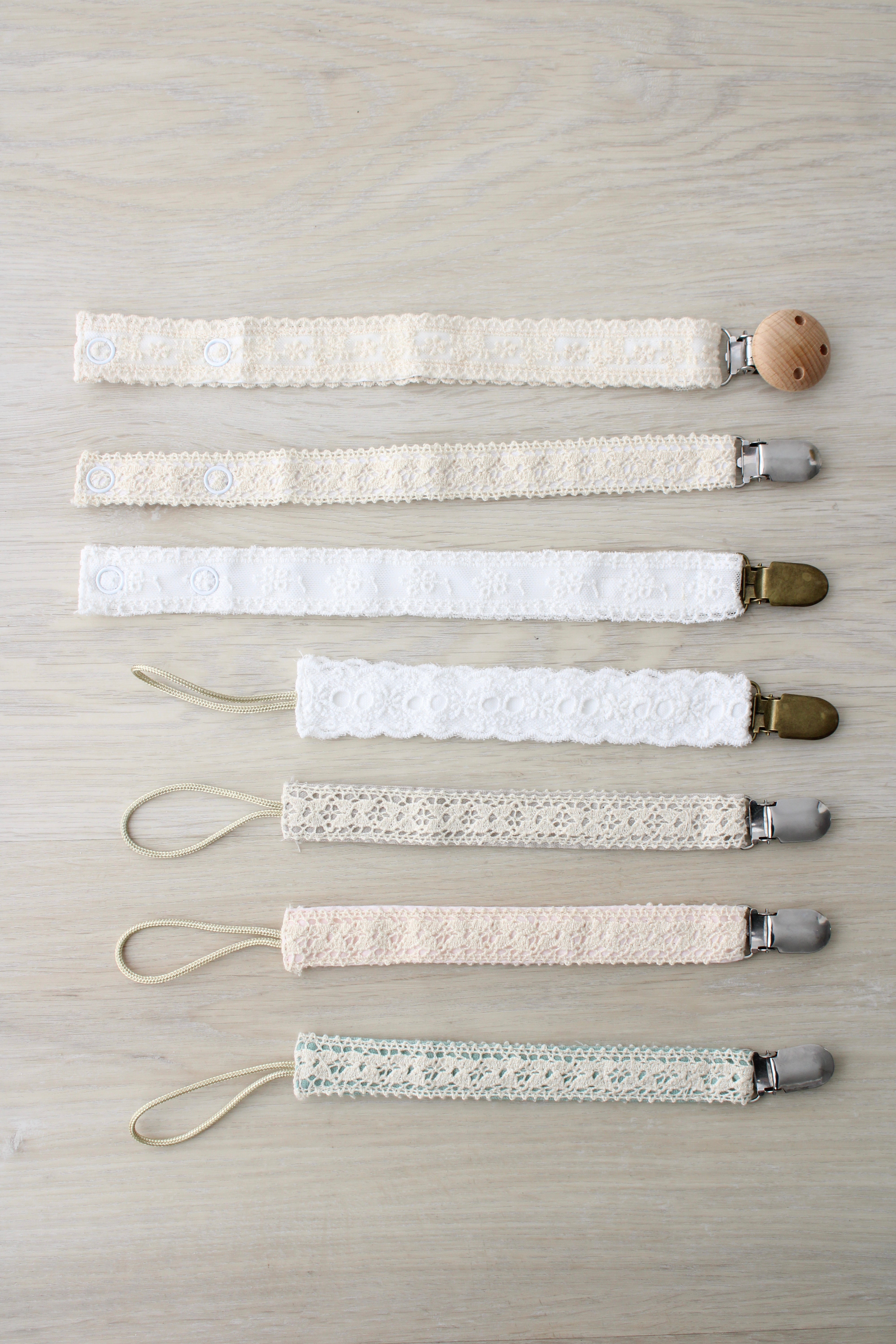 Ivory Floral Lace Pacifier Clip