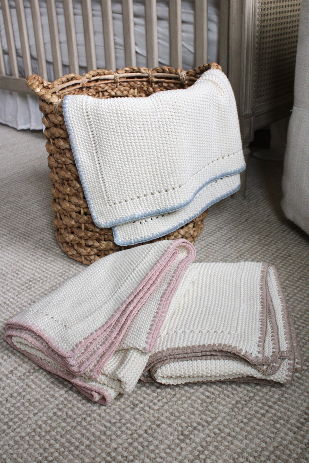 Blush Trim Knitted Blanket