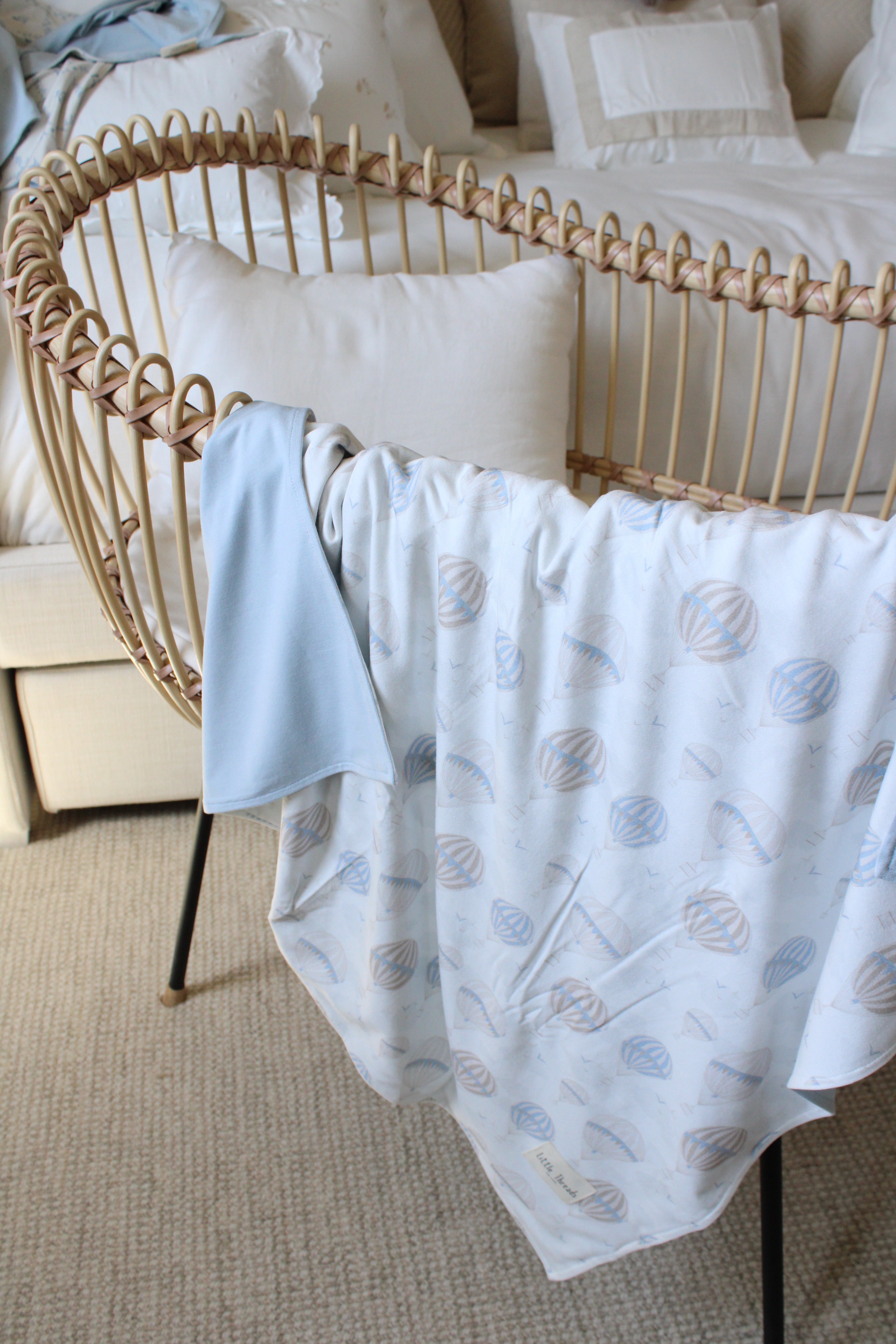 Blue Air Balloon Jersey Blanket