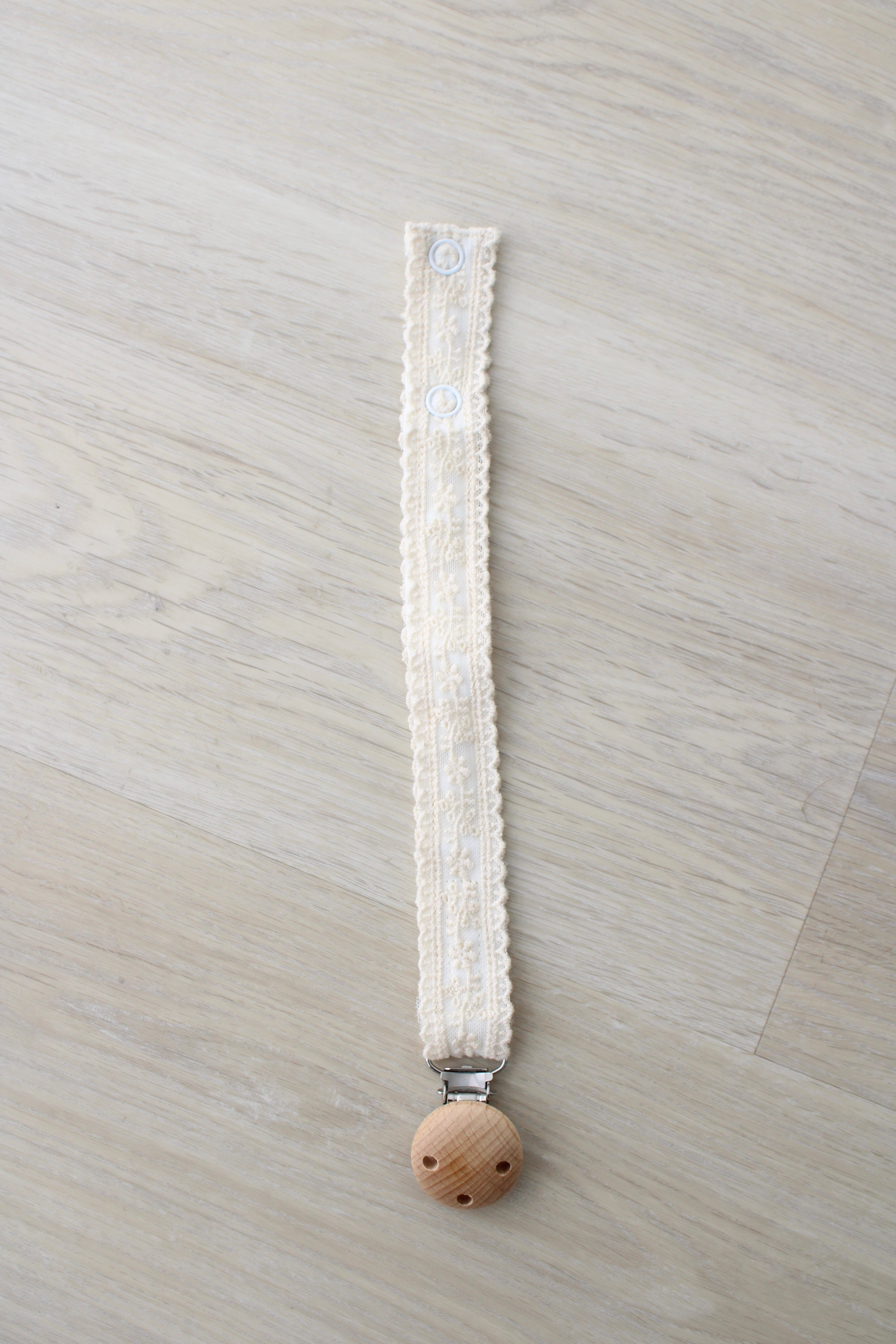 Ivory Floral Lace Pacifier Clip
