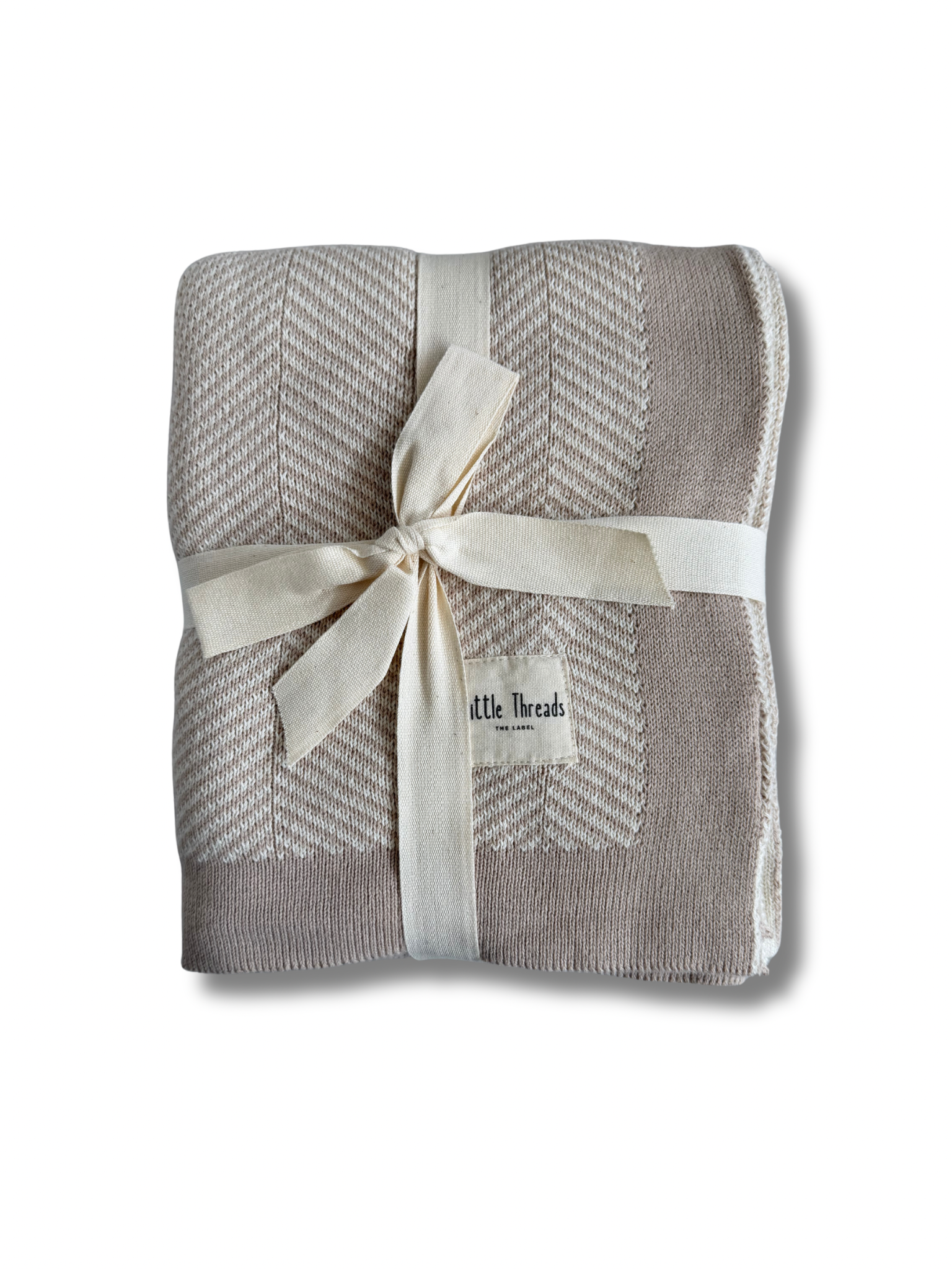 Oat Cream Herringbone Knit Blanket