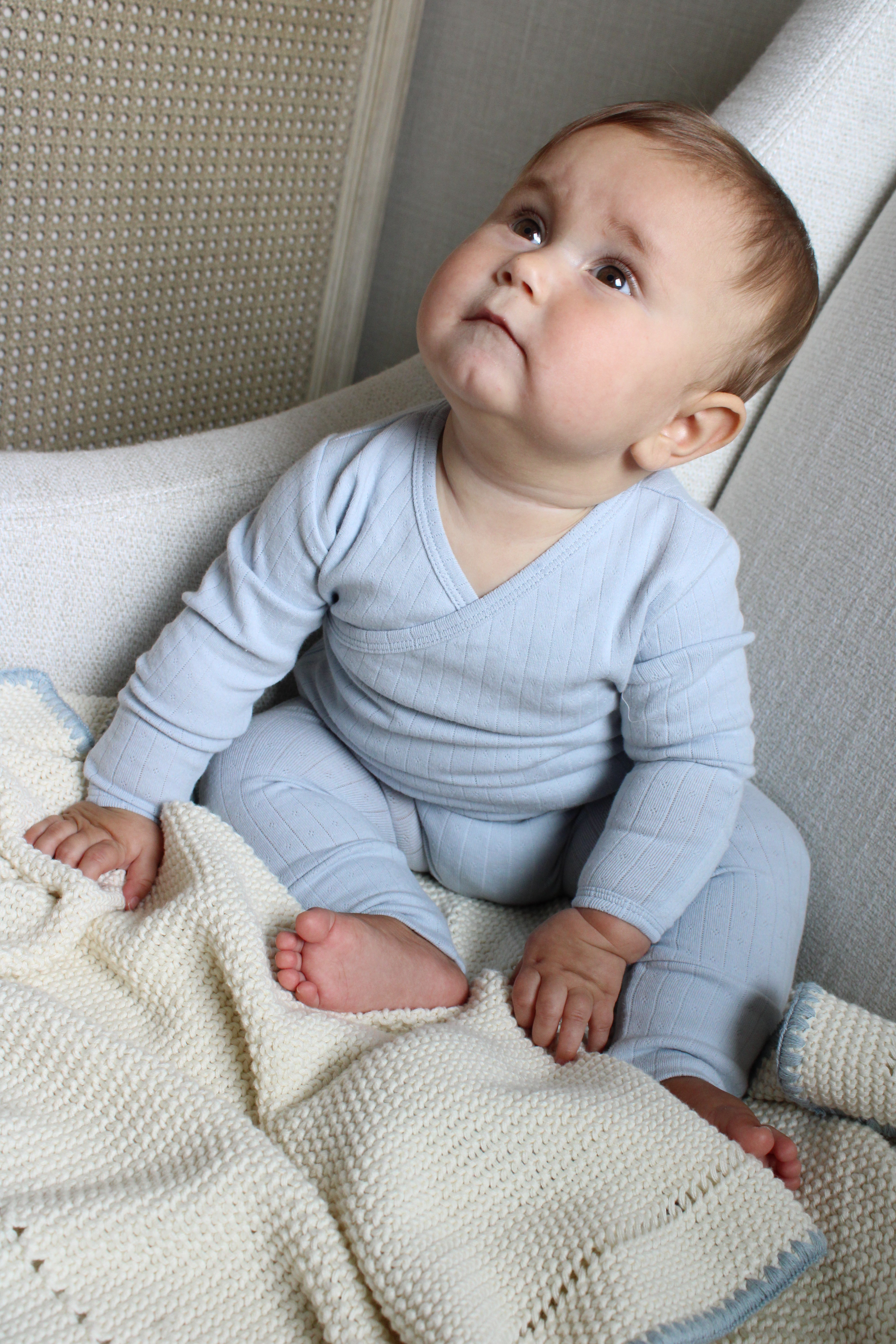 Blue Pointelle Wrap Footie