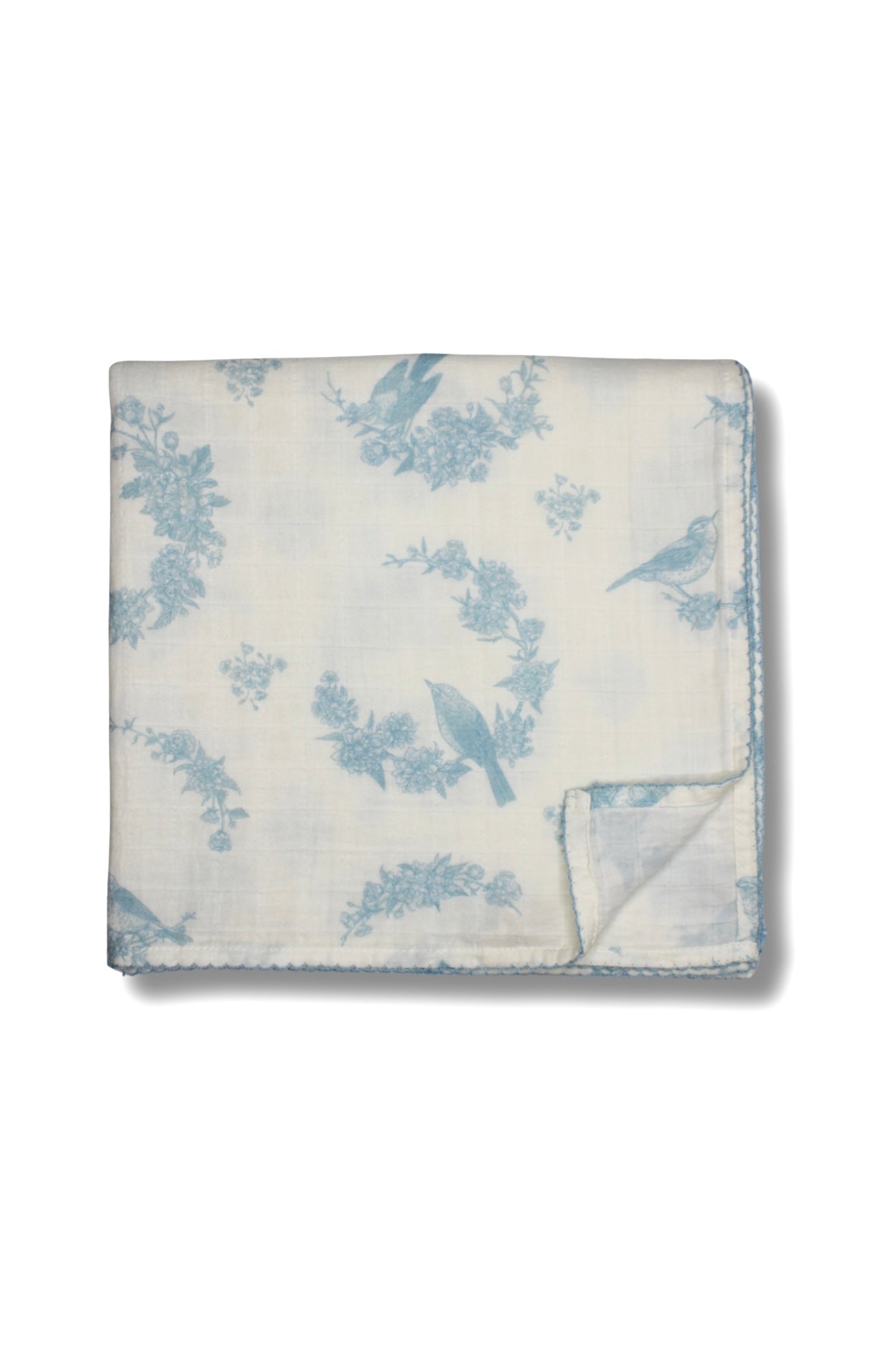 Little Blue Bird Muslin Blanket