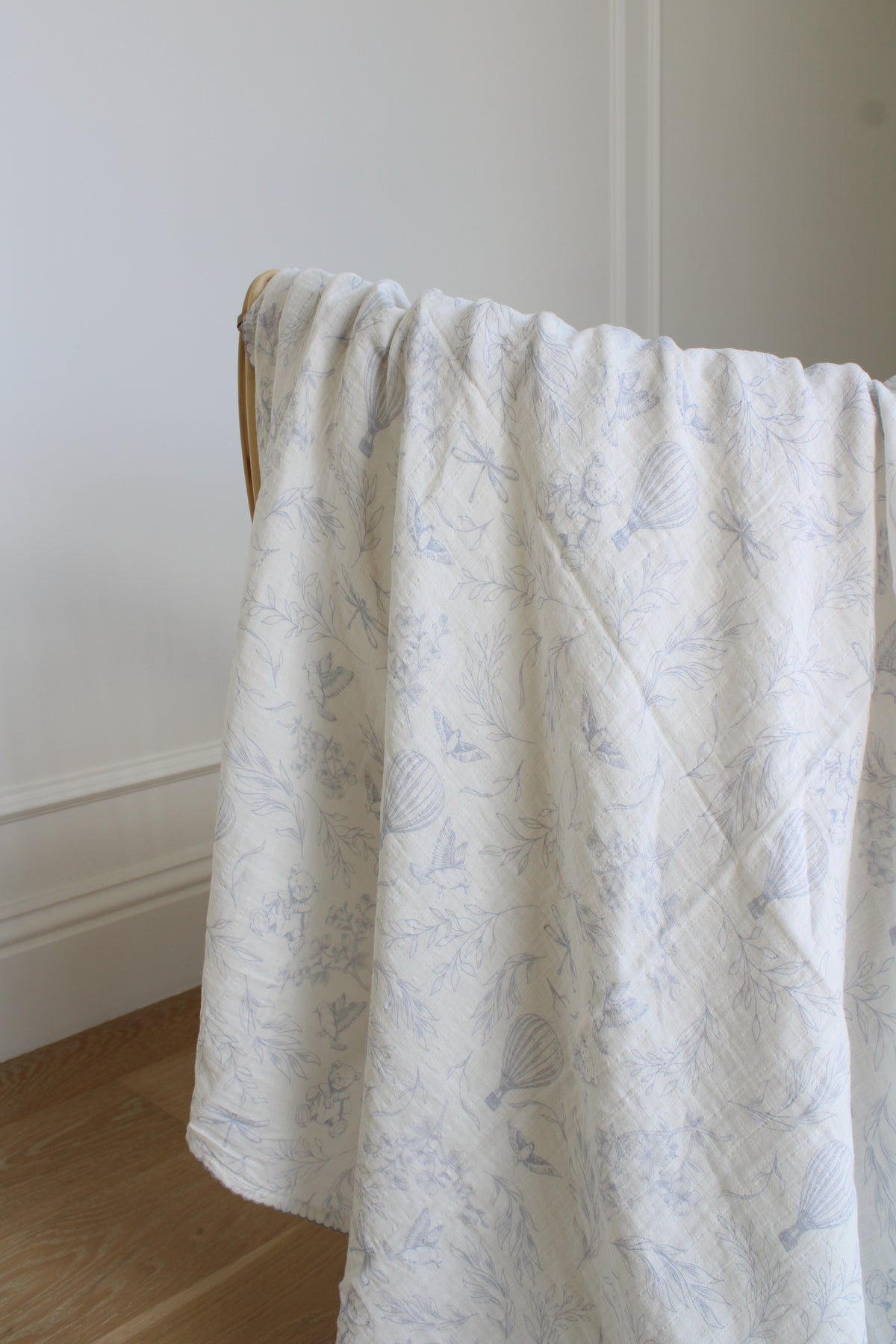 Sky Blue Toile Muslin Blanket