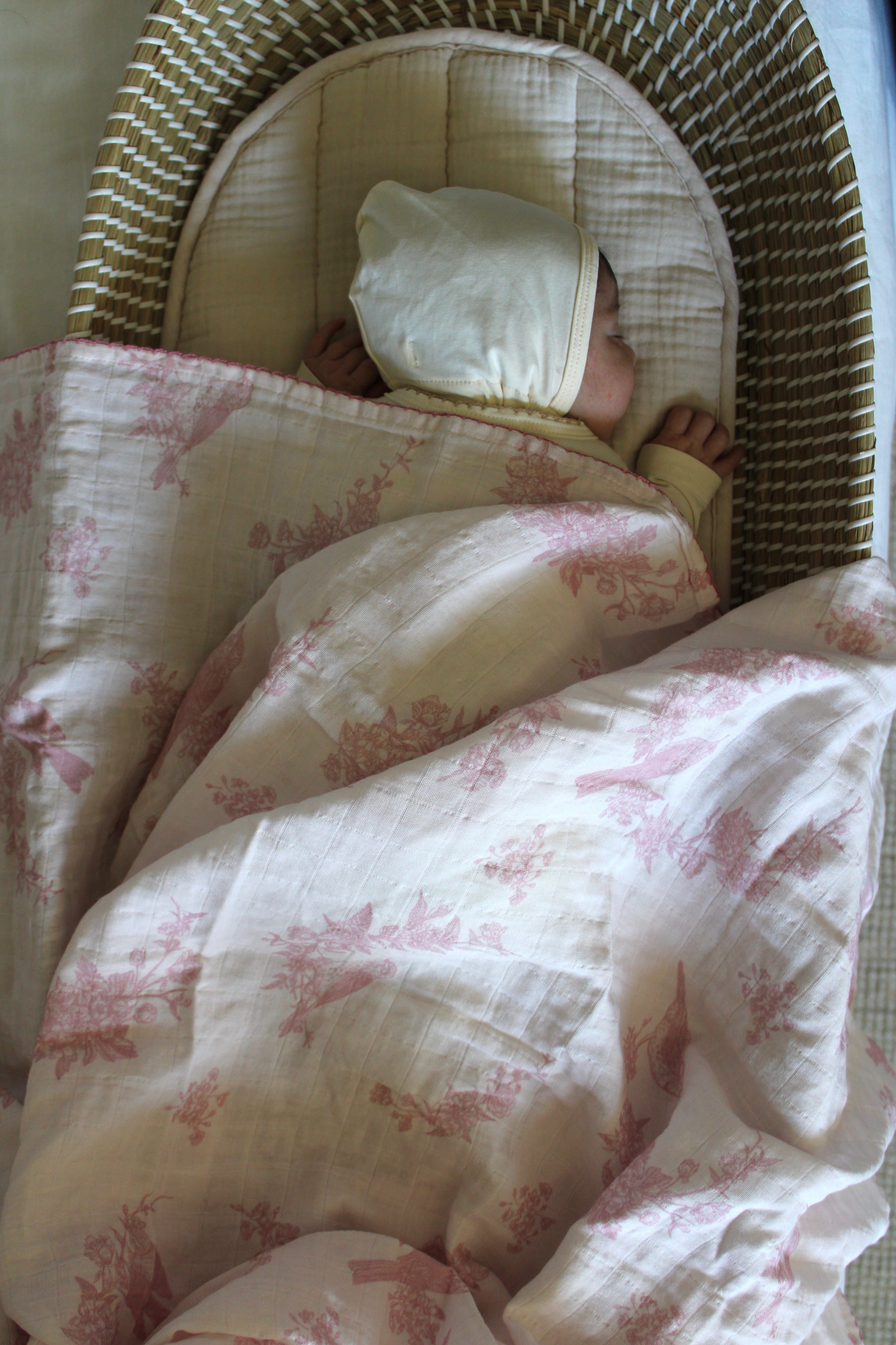 Little Pink Bird Muslin Blanket