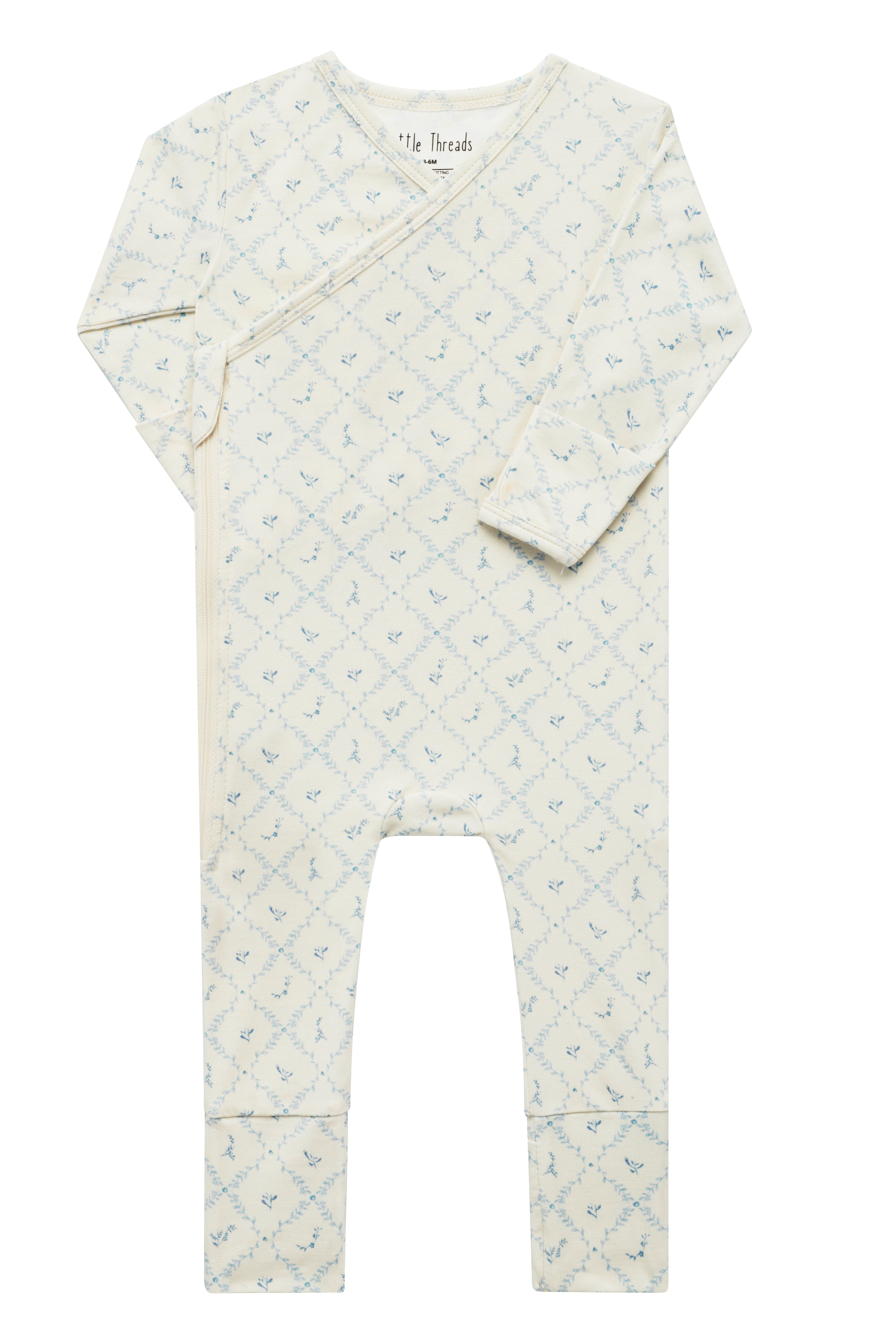 Blue Lattice Bamboo Wrap Footie