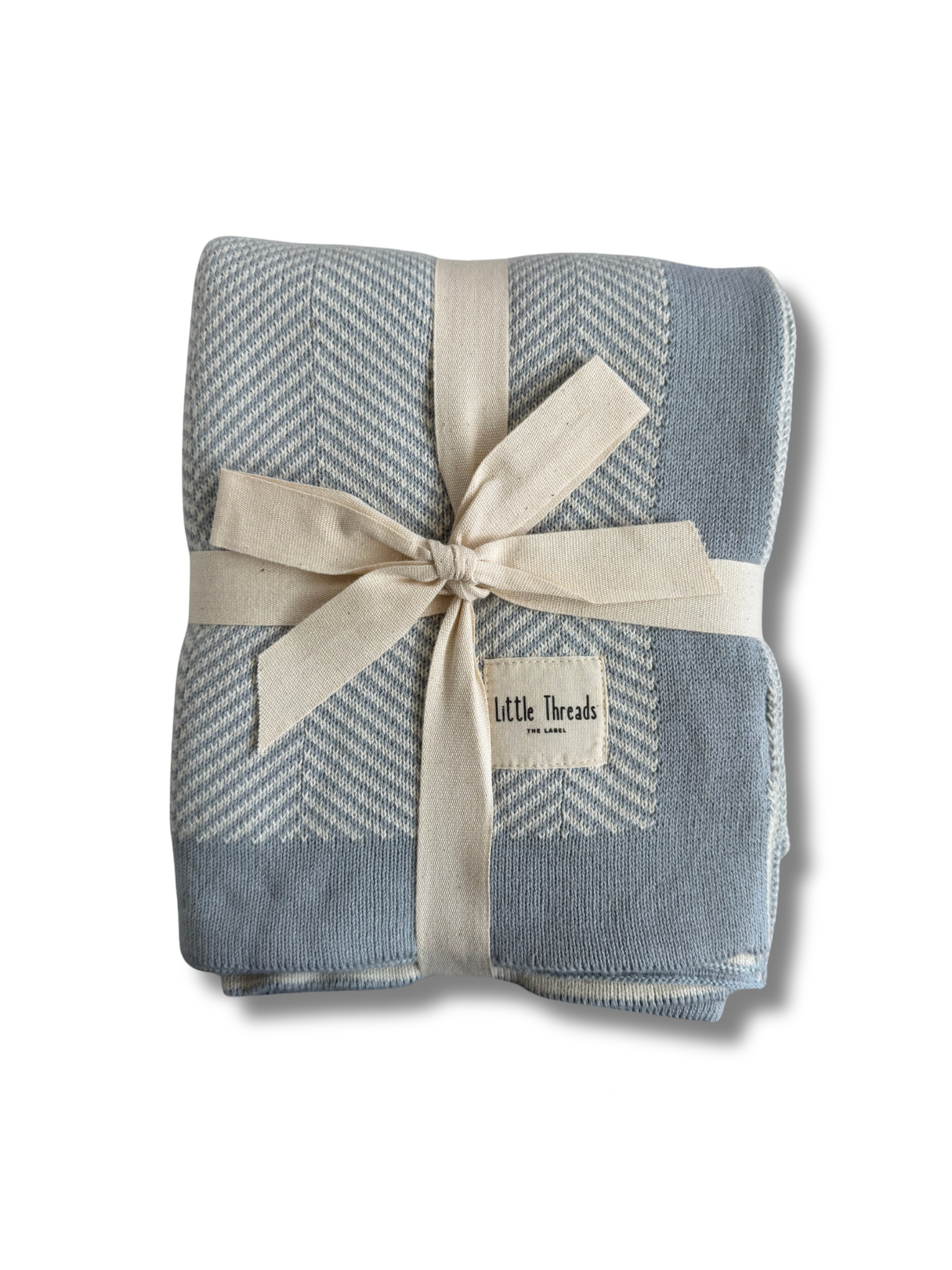 Powder Blue Herringbone Knit Blanket