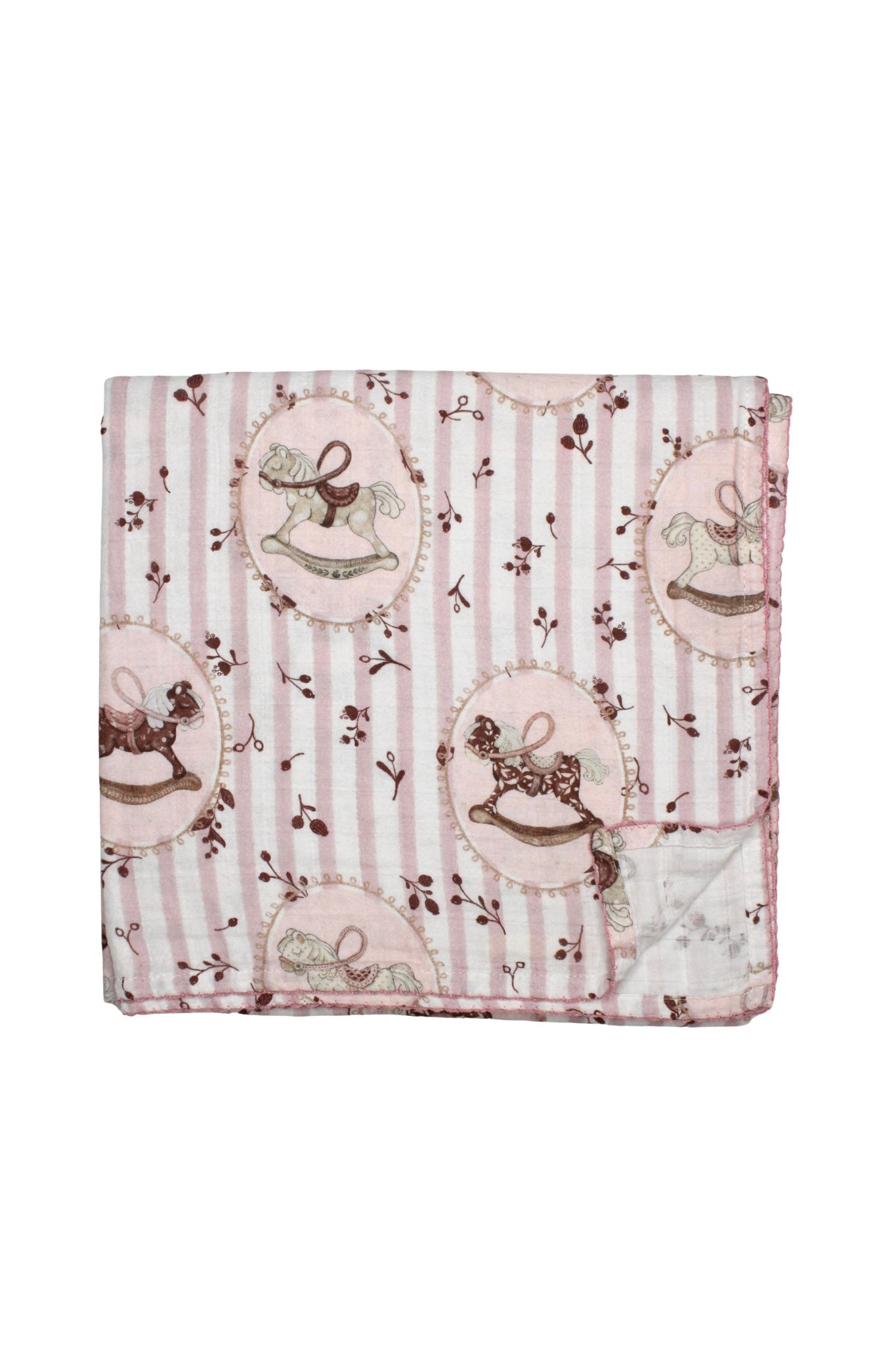 Rose Rocking Horse Muslin Blanket