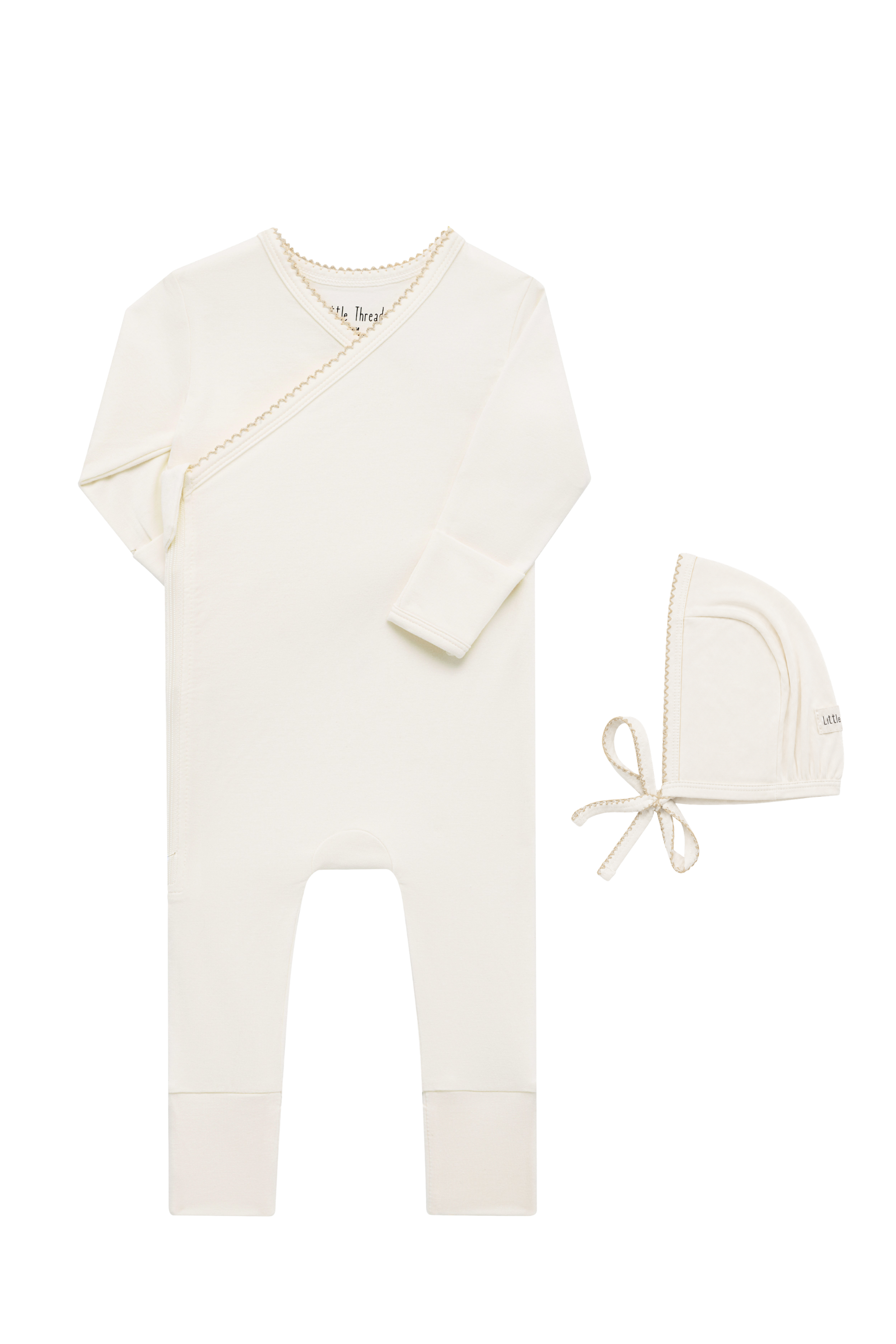 Solid Cream Scalloped Bamboo Wrap Footie