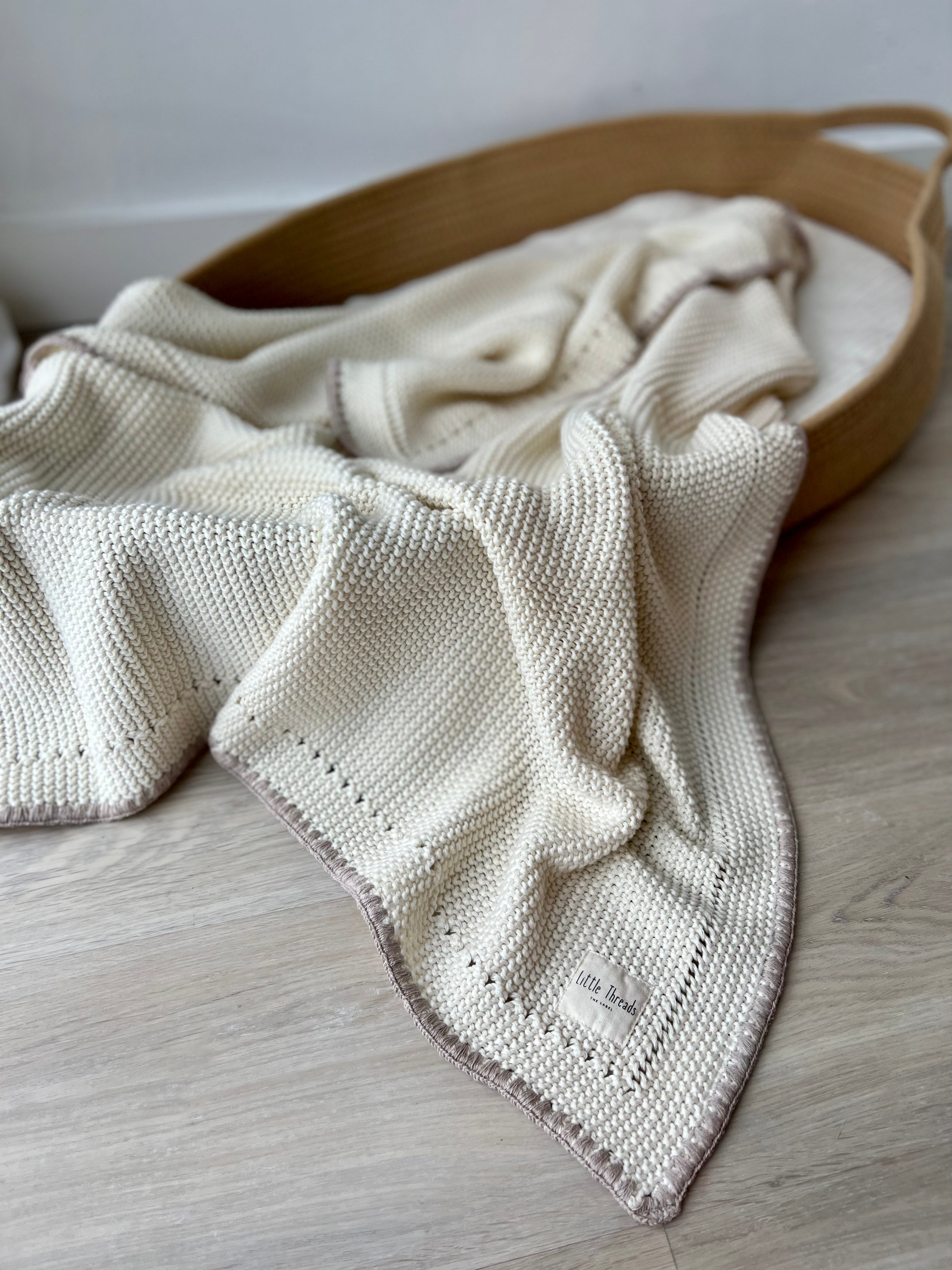 Oat Cream Knitted Cotton Blanket